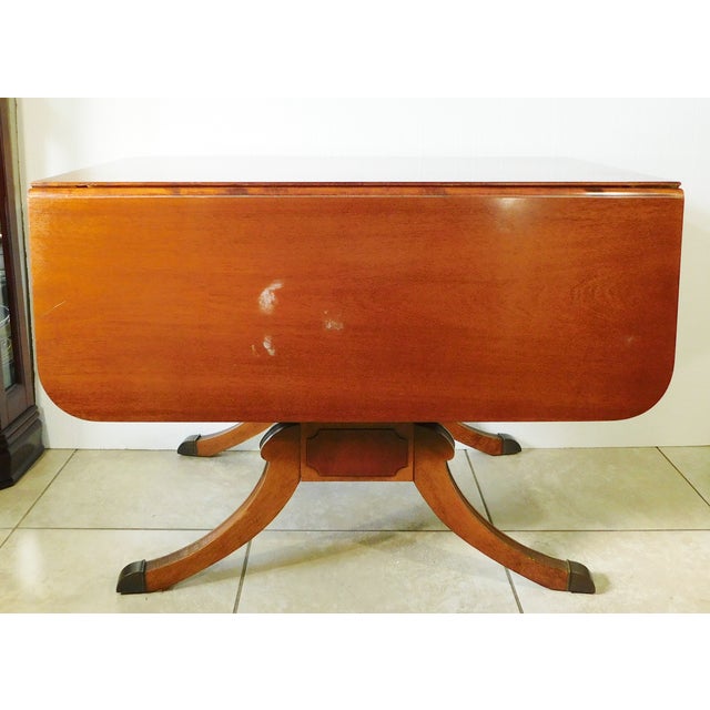 Vintage Mid Century Duncan Phyfe Mahogany Wood Drop Leaf Dining Table