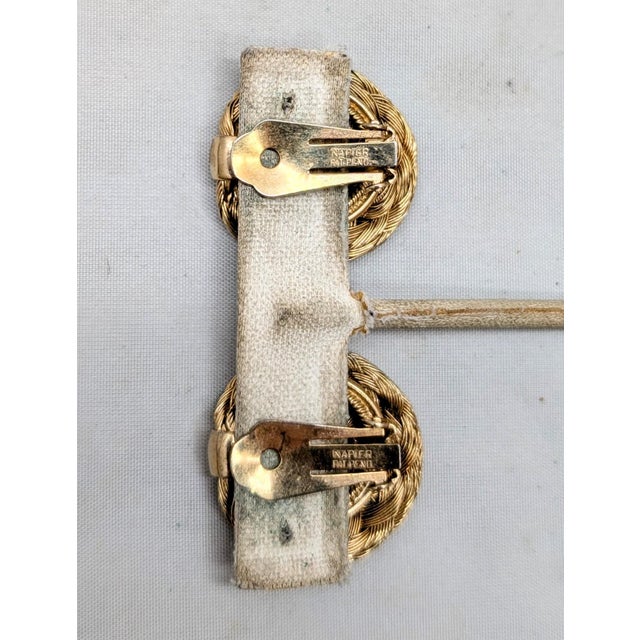 Vintage 1955 Signed Napier Doris Day Goldtone Woven Clip Earrings-2 Pieces For Sale In Philadelphia - Image 6 of 9