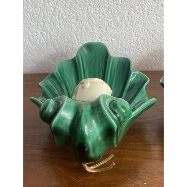 Ceramic Seashell Wall Sconces, 1950s, Set of 2 For Sale - Image 4 of 18