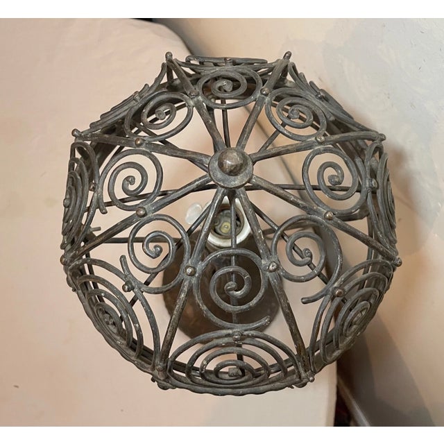 Rare Antique Art Deco Handmade Wrought Forged Steel Iron Electric Table Lamp For Sale - Image 13 of 17
