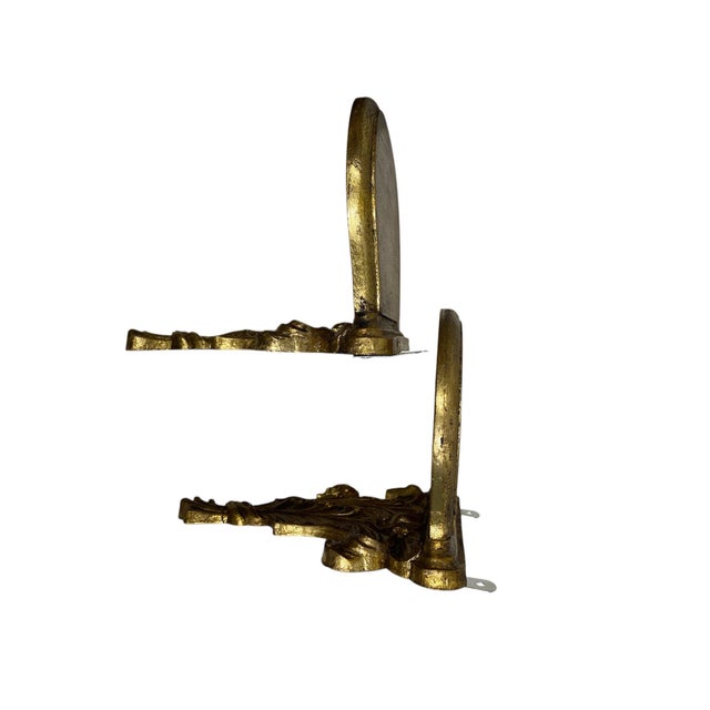 Mid-Century Modern Pair of 1950s Prince of Wales Gilt Gold Wall Scones Brackets For Sale - Image 3 of 7