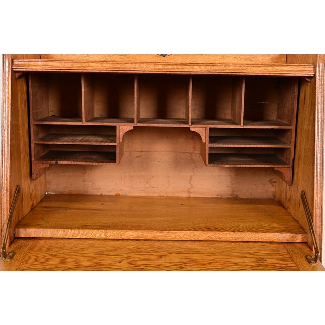 Wood Stickley Brothers Style Antique Mission Oak Arts & Crafts Drop Front Secretary Desk, Circa 1900 For Sale - Image 7 of 15