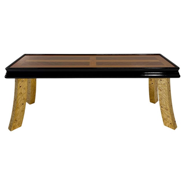 Italian Art Deco Bench with Zebrawood and Cherrywood Inlays and Gold Leaf Legs, 1980s For Sale - Image 13 of 13