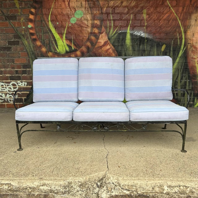 Mid 20th Century Early Heavy Weight Salterini Wrought Iron Patio Sofa, Attributed For Sale - Image 12 of 12