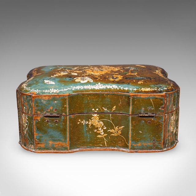 1900 - 1909 Antique Ladies Table Box, Italian, Lacquer, Oak, Keepsake Case, Victorian, 1900 For Sale - Image 5 of 12