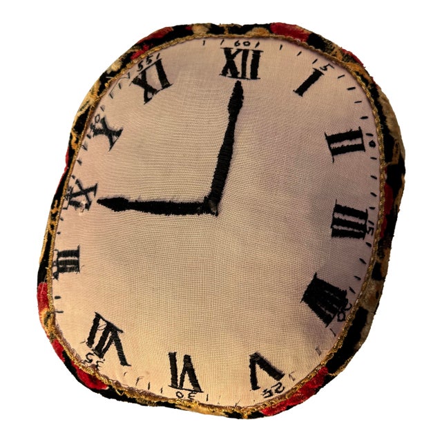 Mid 20th Century Handcrafted Velvet Clock Pillow For Sale