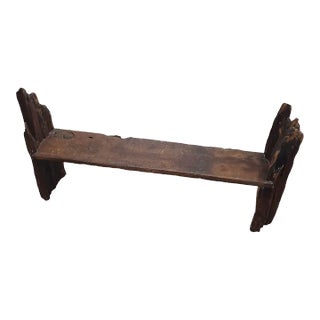 Vintage Primitive Live Edge Plant Stand Bench For Sale