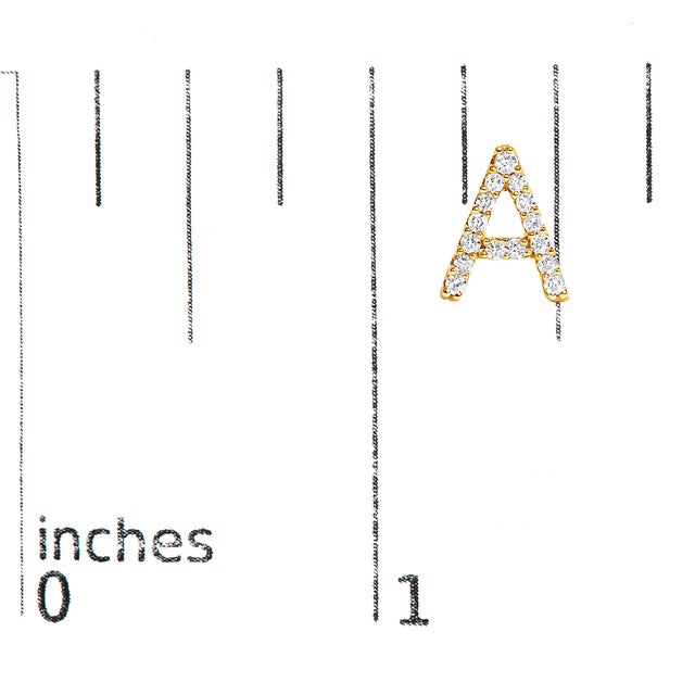 Early 21st Century 10K Yellow Gold 1/10 Cttw Diamond 'A' Initial Stud Earring For Sale - Image 5 of 5
