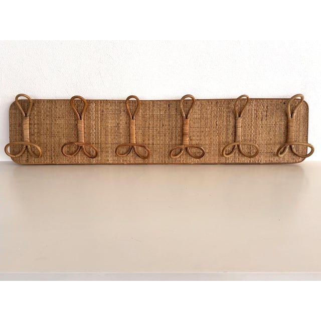 Mid-Century Modern Italian Riviera Coat Hanger Rack in Bamboo and Rattan from Vivai Del Sud, 1970s For Sale - Image 3 of 11