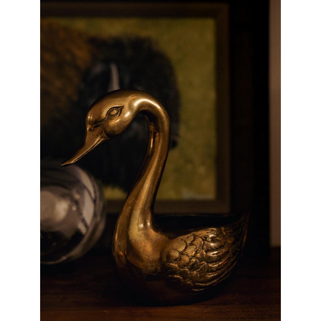 Vintage Mid-Century Solid Brass Swan Planter and/or Catchall 7" For Sale - Image 11 of 11