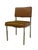 Vintage Industrial Steel Toned Dining Chair - Brown Seat & Brown Vinyl Like Back For Sale - Image 4 of 9