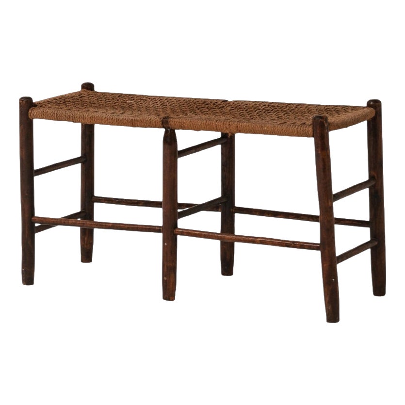 French Woven Cord Bench, France, 1950 | Chairish
