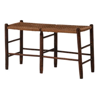 French Woven Cord Bench, France, 1950 For Sale