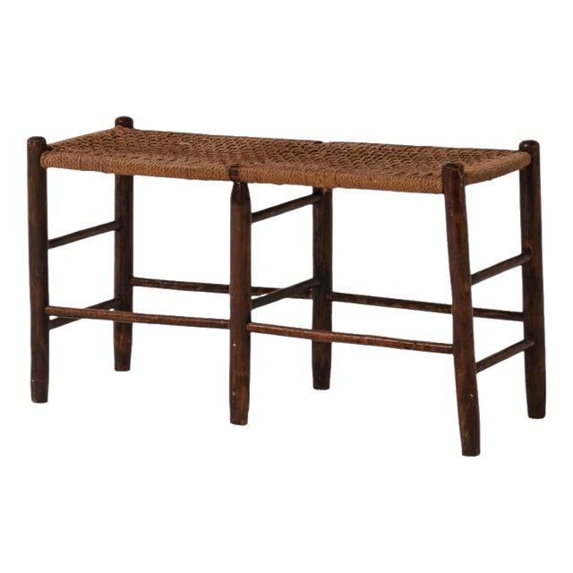 French Woven Cord Bench, France, 1950 For Sale