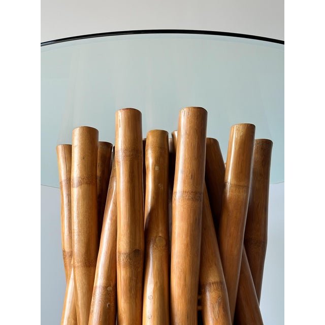 Vintage Bundled Bamboo Glass-Top Dining Table, Attributed to Budji Layug For Sale - Image 14 of 17