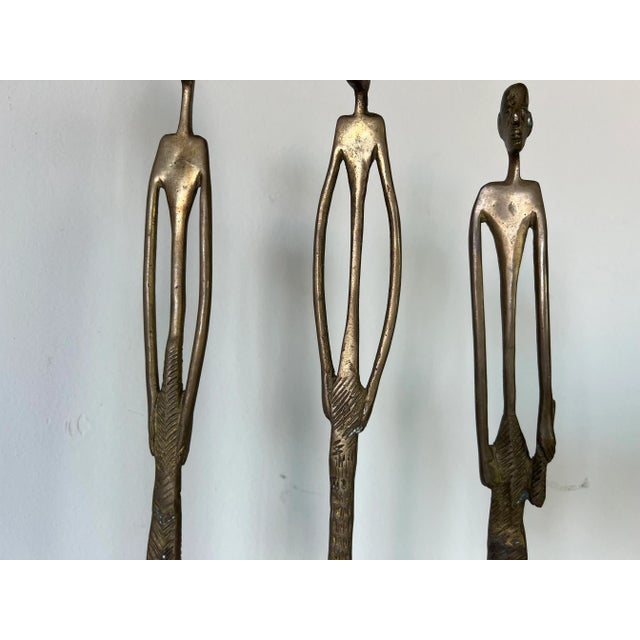 Bronze Vintage Elongated African Tribal Bronze Statues - Set of 4 For Sale - Image 8 of 13