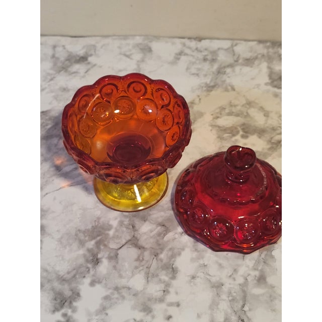 Mid 19th Century 20th Century Le Smith Moon & Stars Amberina Compote Lidded Compote For Sale - Image 5 of 17