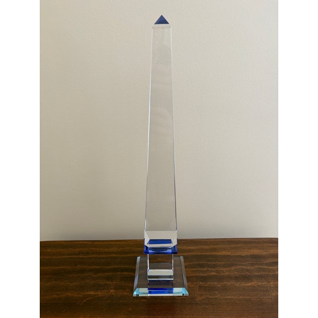 Neoclassical Grand Tour Crystal and Cobalt Blue Obelisk For Sale - Image 4 of 7