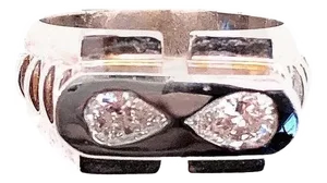18 Karat White Gold Contemporary Ring With Diamonds