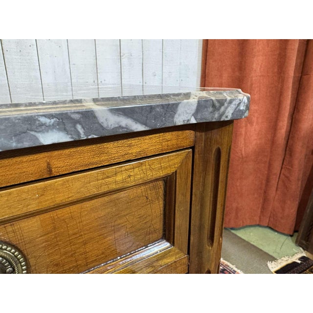 Small Louis XVI Cabinet in Mahogany, Oak and Marble Top For Sale - Image 13 of 18