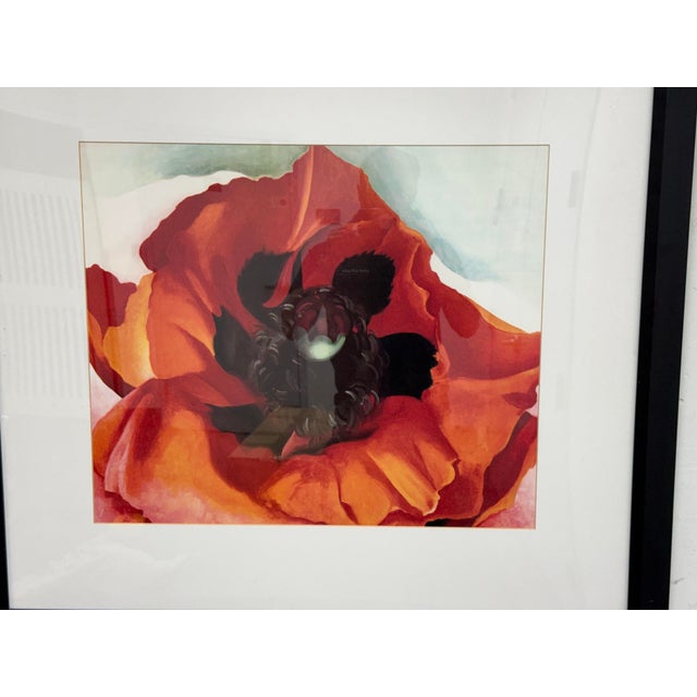 Black Georgia O’Keeffe "Poppy" Z Gallerie Custom Framed Print, Circa 2005 For Sale - Image 8 of 12