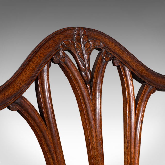 Pair of Antique Hepplewhite Side Chairs, English, Fruitwood, Hall Seat, Georgian For Sale - Image 11 of 12