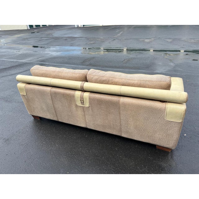 Brown Vintage Two-Tone Leather Sofa For Sale - Image 8 of 12