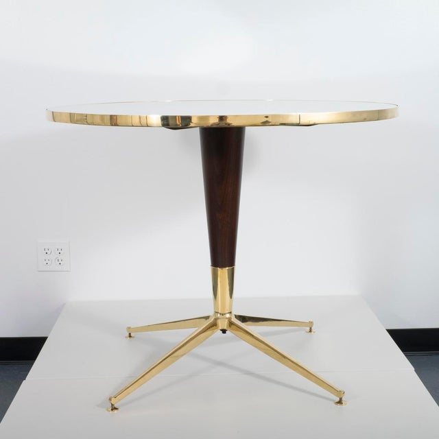 Cesare Lacca Wood and brass table in the style of Cesare Lacca For Sale - Image 4 of 11