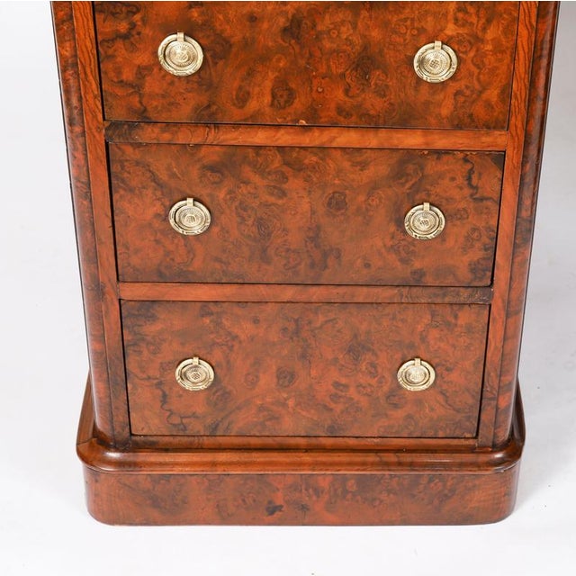 Wood Antique Victorian Burr Walnut Twin Pedestal Desk, 19th Century For Sale - Image 7 of 18