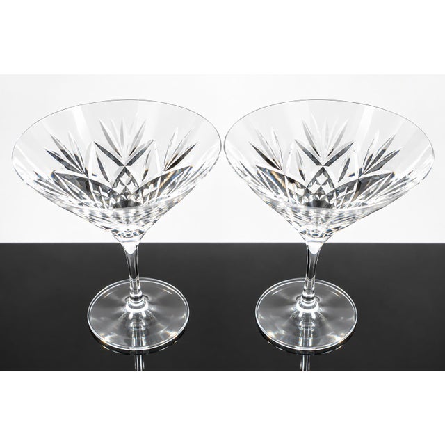 Transparent Waterford Crystal Huntley Martini Glass Smooth Stem 6 7/8" Pair For Sale - Image 8 of 10