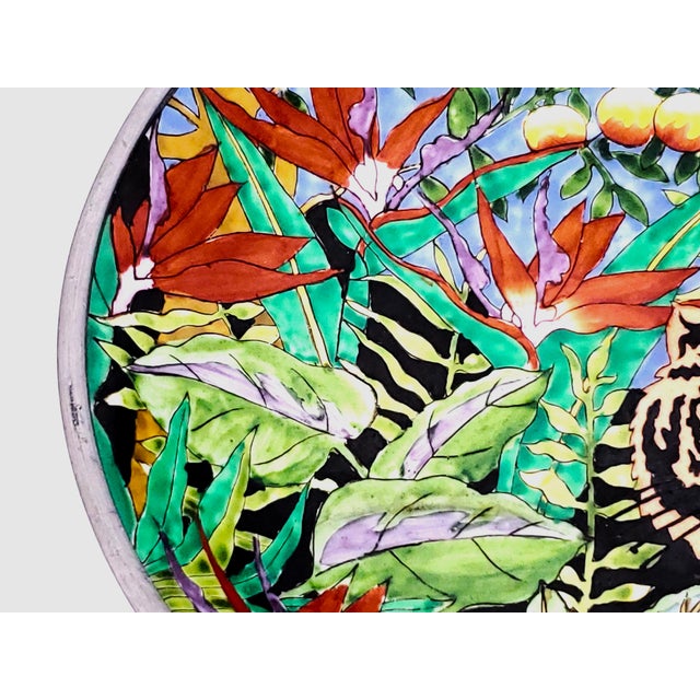 Vintage Neiman Marcus Chinese Porcelain Tiger Floral Bowl With Pewter Trim For Sale - Image 9 of 10