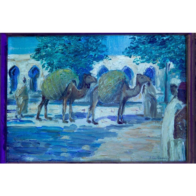 American Impressionist Painting of Camel at Souq Al Jum’aa by Albert Graves For Sale - Image 14 of 18