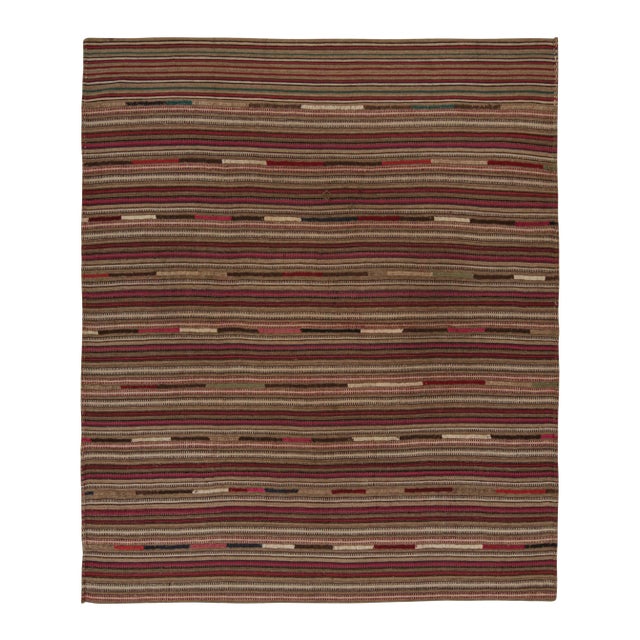 Pink 1950s Vintage Persian Kilim in Pink and Beige-Brown Stripes by Rug & Kilim For Sale - Image 8 of 8
