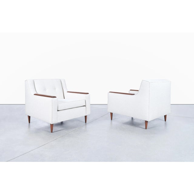 1950s 1950s Mid Century Modern Walnut Lounge Chairs - Set of 2 For Sale - Image 5 of 12