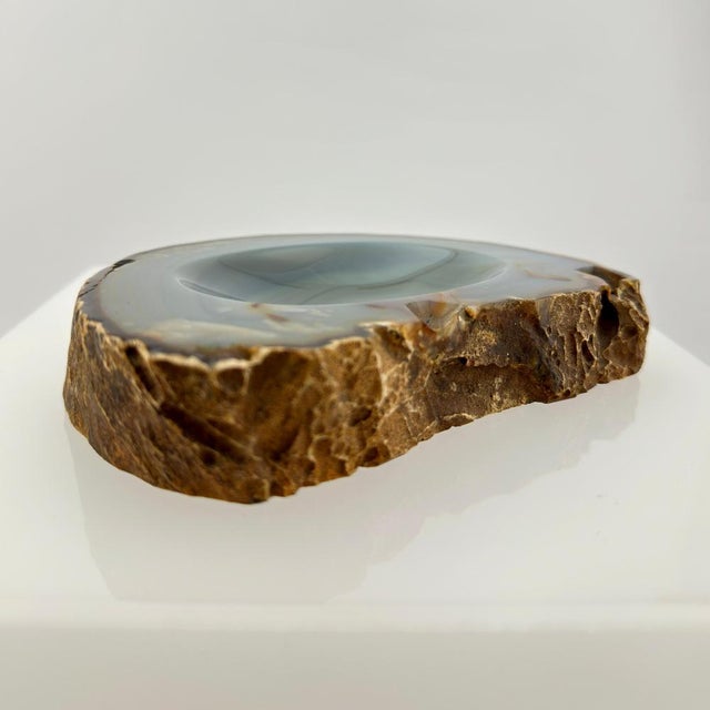 Vintage Italian Blue Chalcedony Agate Bowl, 1960s For Sale - Image 4 of 10