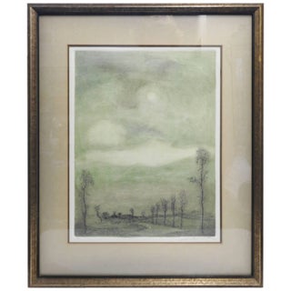 Tree Scene Watercolor Signed by Lancaster For Sale
