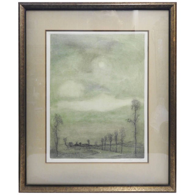 Tree Scene Watercolor Signed by Lancaster For Sale