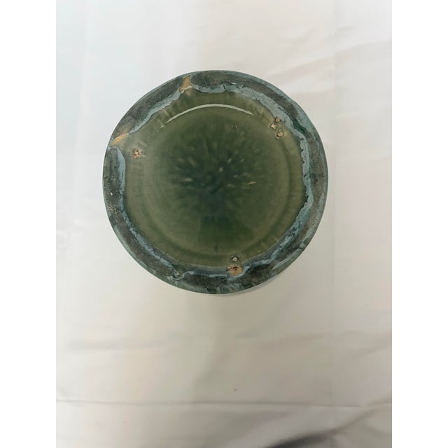 Aqua Vintage McCoy Brutalist Aqua Drip-Glaze Vase For Sale - Image 8 of 10