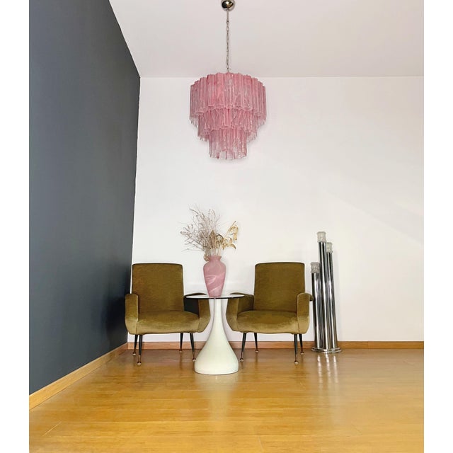 Large Three-Tier Murano 52 Chandelier in Pink Alabaster Glass Tubes, 1990 For Sale - Image 6 of 15