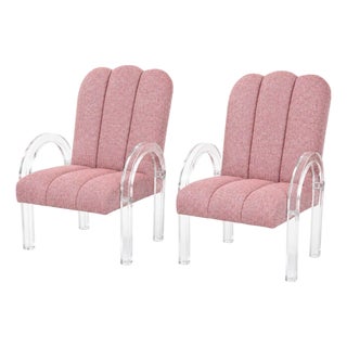 Pair of Waterfall Collection Lucite Armchairs Attributed to Charles Hollis Jones . Usa 1970's. For Sale