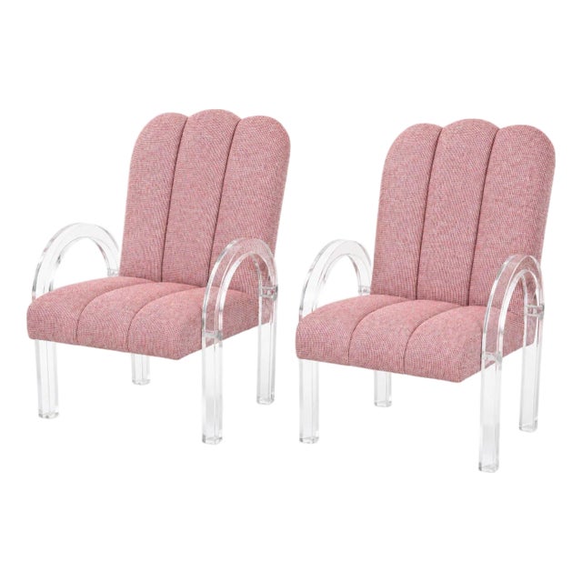 Pair of Waterfall Collection Lucite Armchairs Attributed to Charles Hollis Jones . Usa 1970's. For Sale