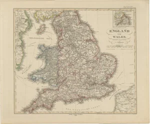 Antique Map of England and Wales with Rail Routes, 1857