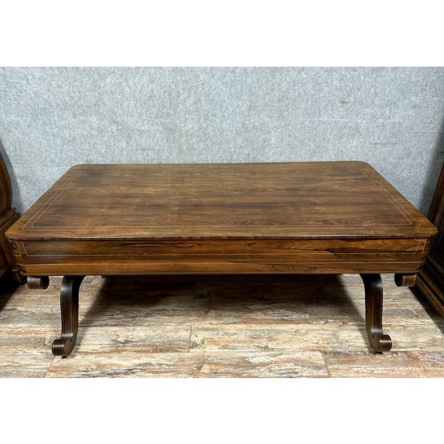 Charles X Center Desk in Rosewood and Lemonwood, 1820 For Sale - Image 4 of 6