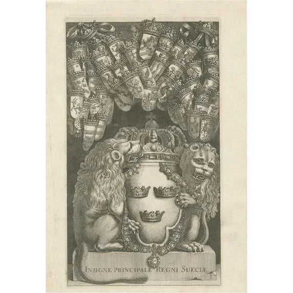 Jean Le Pautre, The Greater Coat of Arms of Sweden, 1669, Engraving on Paper For Sale - Image 6 of 6