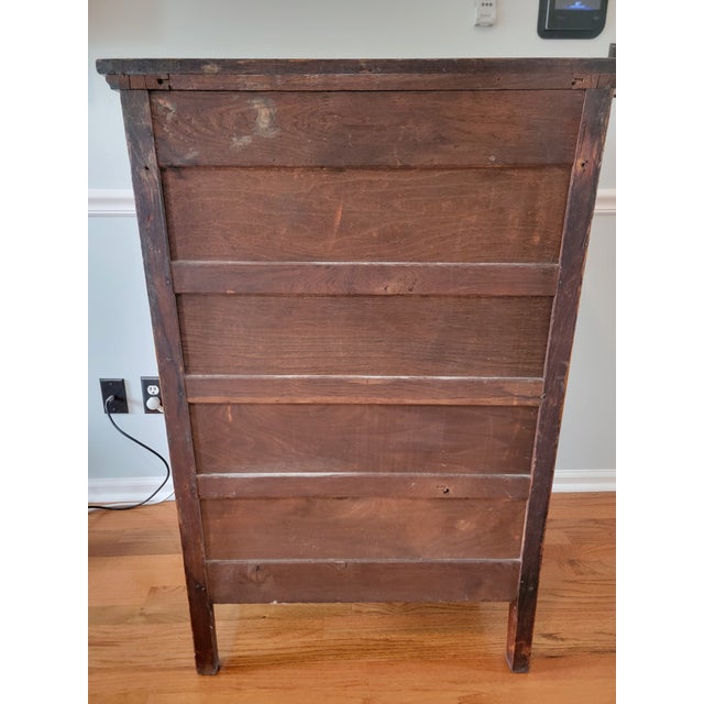 Wood Antique Quarter-Sawn Tiger Oak Tall Chest / Highboy, C. 1905–1915, Five Drawer Dresser For Sale - Image 7 of 9