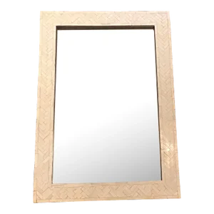 Contemporary West Elm Parsons Bone Inlay Wall Mirror