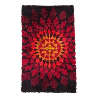 Mid-Century Handmade Rya Rug in Wool, Denmark, 1970s For Sale