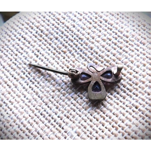 Purple Antique Amethyst and Crystal Clover Pin For Sale - Image 8 of 11