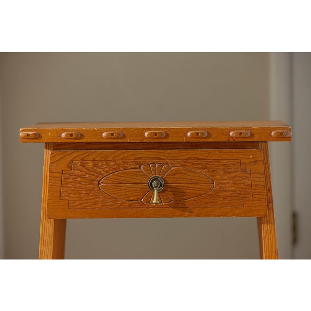 Mid-20th Century Hand-Carved New Mexico Pine Side Table in the Wpa Tradition For Sale - Image 13 of 13