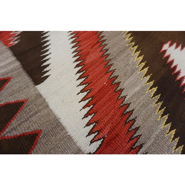 Excellent and Authentic With Dimensinal Design in Gray, Red and Brown Color American Navajo Rug For Sale - Image 14 of 15